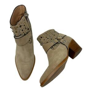 Coach Studded Suede Ankle Boots Western Buckle Booties Size 8